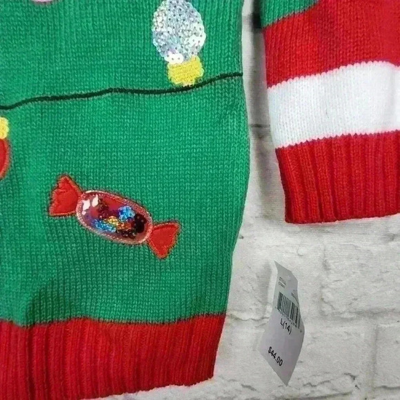 Girls It's Our Time Crew Neck Gingerbread Party Christmas Tunic Sweater sz  L 14 - Picture 10 of 12